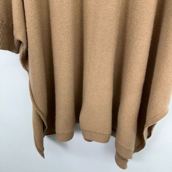 Soft by Naadam Women’s Tan Cashmere Button Turtleneck Oversized Poncho Sweater - Picture 7 of 8